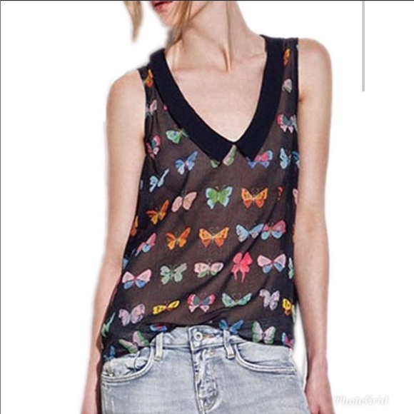 Zara sheer butterfly blouse - Picture 5 of 6